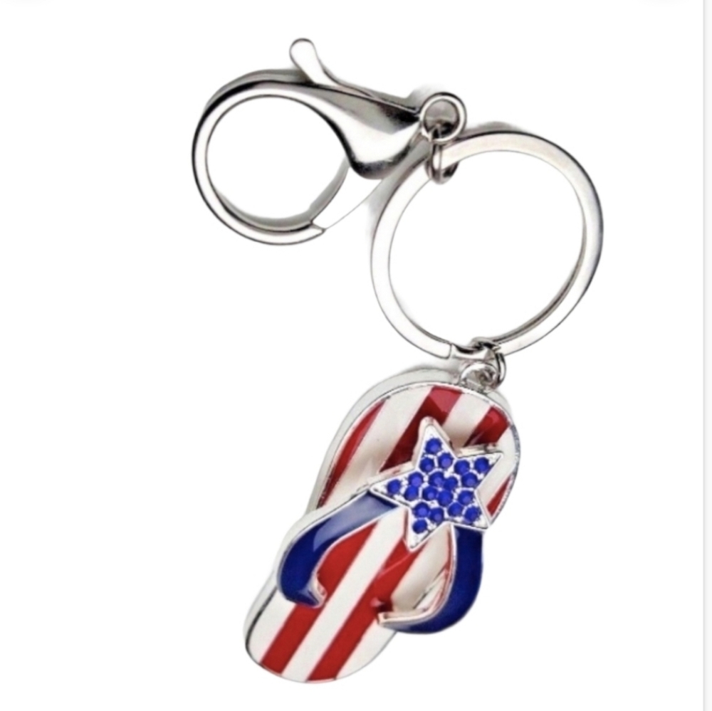 Summer Key Chain Ring Flag Summer Americana 4th July Purse charm *